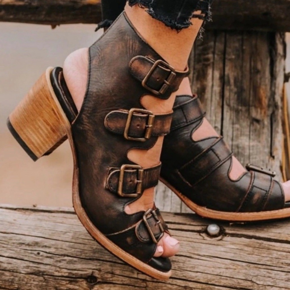 Freebird By Steven Women Quail Brown Leather Sandals Size US 7.